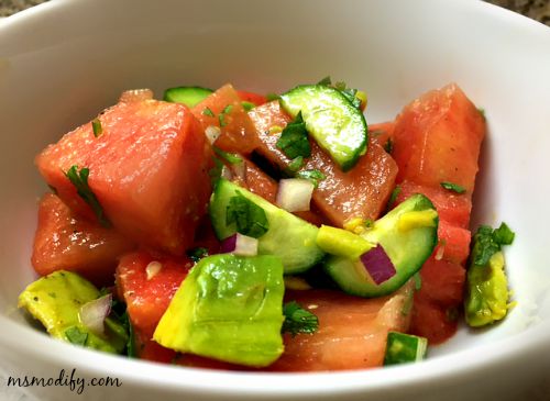 watermelon, cucumber & avocado salad