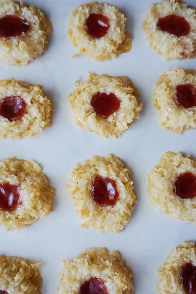 Gluten Free Coconut Macaroon Thumbprint Cookies