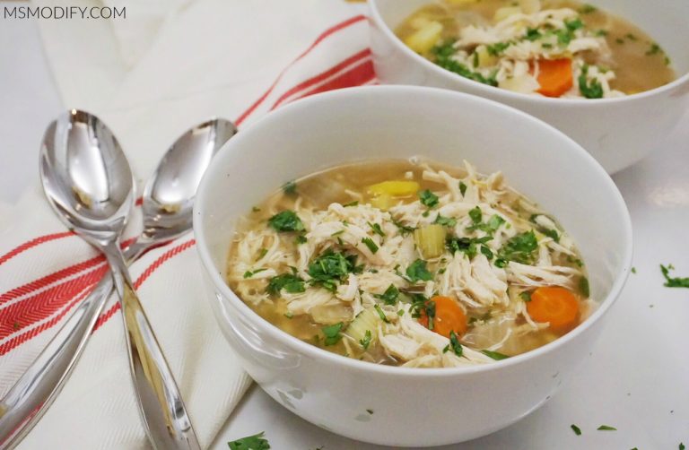 Slow Cooker Chicken Noodle-less Soup - MsModify